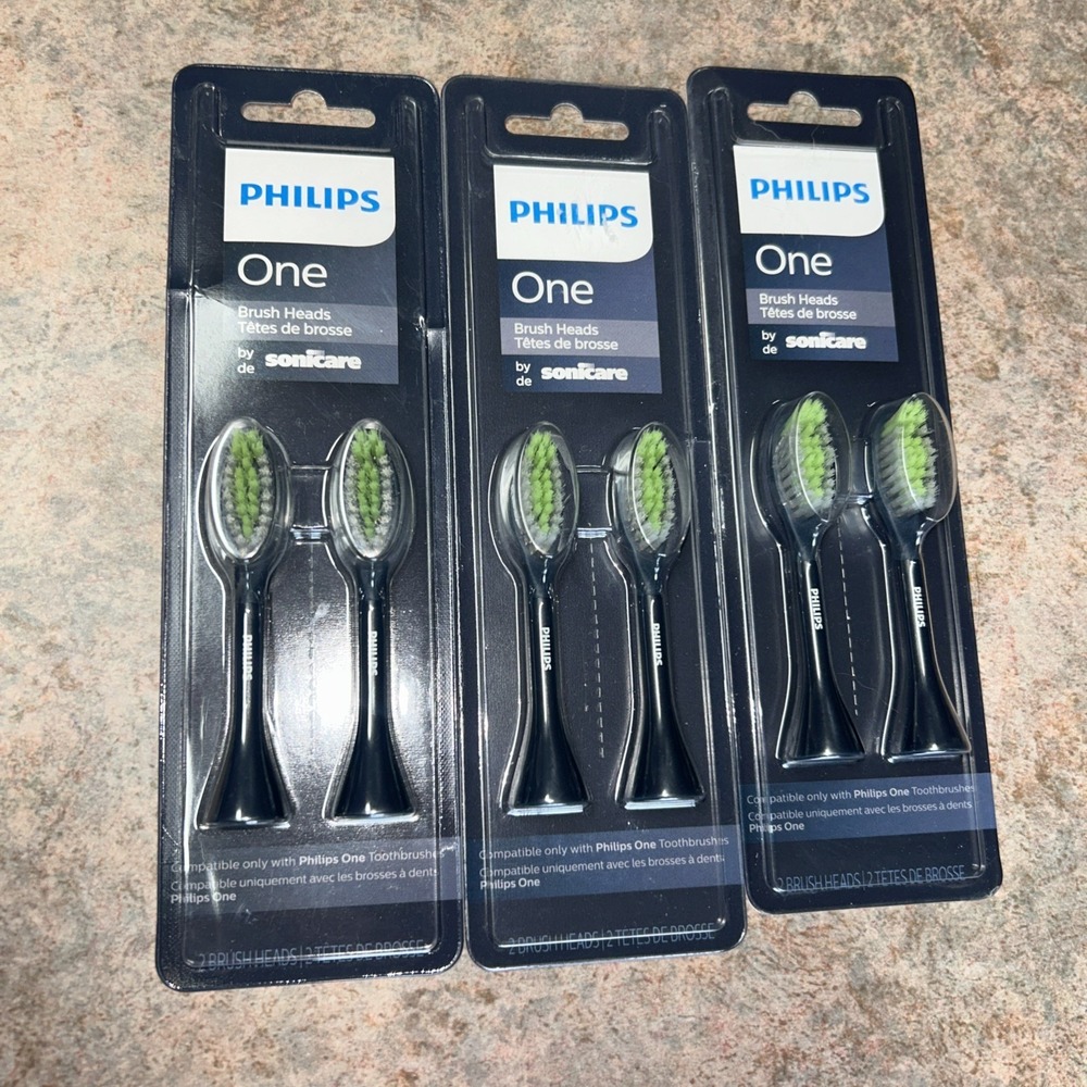 3 Packs (2 PER PACK) Philips ONE Brush Heads by Sonicare #BH1022/04 NAVY